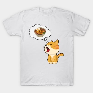 Cat think eating Ramen T-Shirt